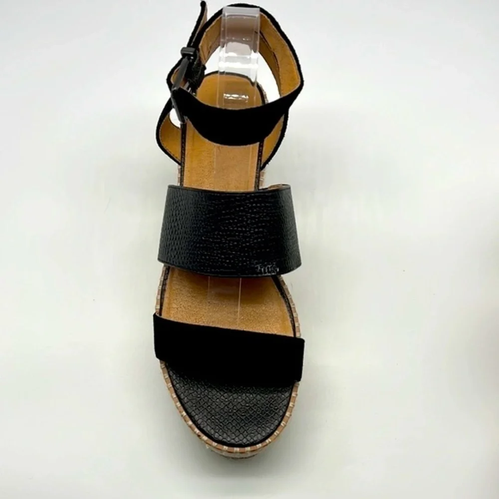 Crown Vintage - Daylen Espadrille Black Wedge With Black Straps Sandal Size 9